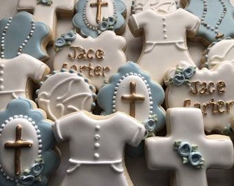 Galletas de azúcar de bautismo, galletas de azúcar de bautizo, galletas religiosas, galletas cruzadas