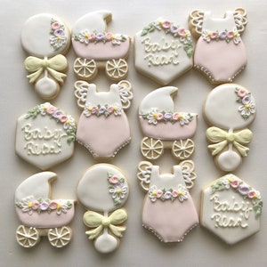 Pastel baby shower cookies, little girl baby shower, girly sugar cookies, pink birthday sugar cookies