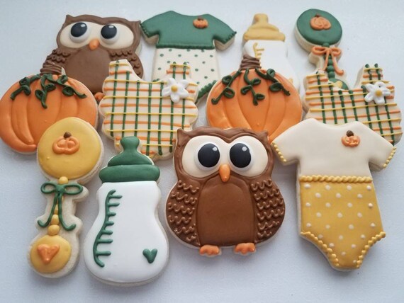 Fall Sugar Cookies Fall Baby Shower Autumn Baby Shower Owl Etsy
