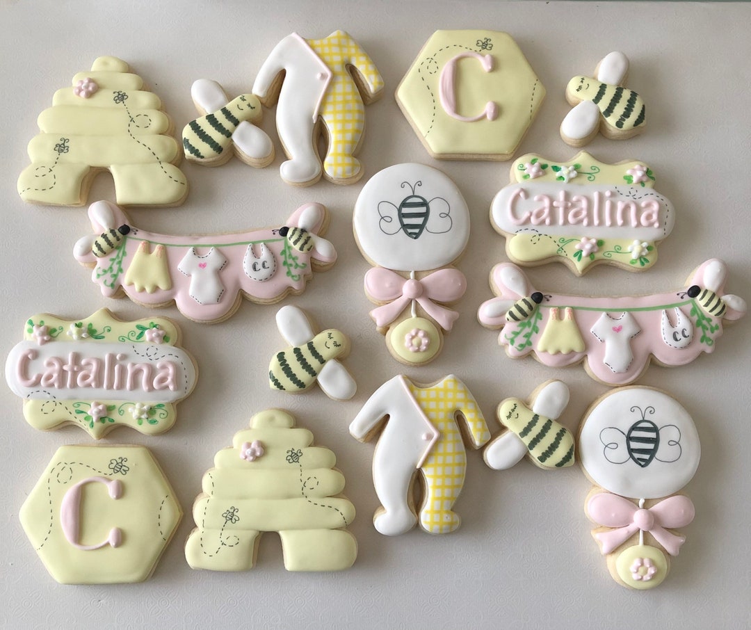 Honey Bee Baby Shower Sugar Cookies: 12-piece Set - Etsy