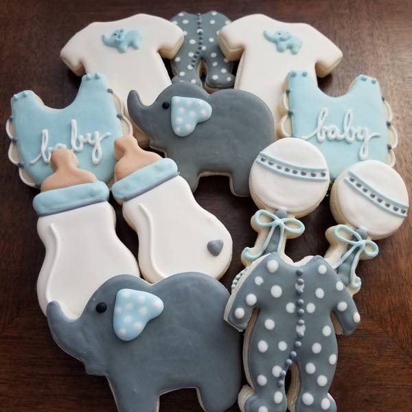 Elephant Baby Shower Cookies Etsy