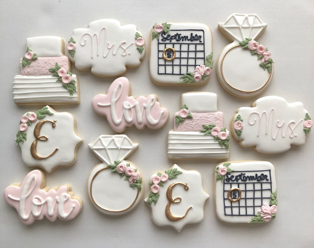 Bridal Shower Sugar Cookies, Save the Date, Wedding Cookies Etsy
