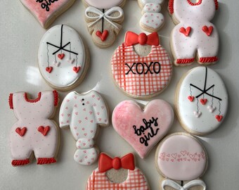 Heart baby shower cookies