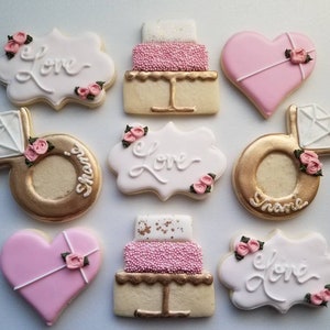 Bridal Shower Sugar Cookies, Engagement Party Sugar Cookies, Bridal ...