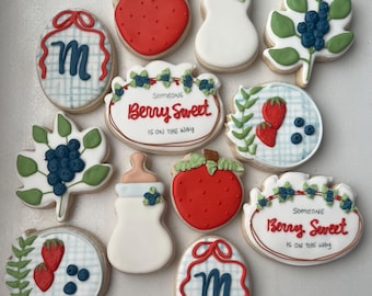 Someone berry sweet is on the way, a berry sweet baby, strawberry, blueberry themed sugar cookies, gender reveal, berries, gender neutral