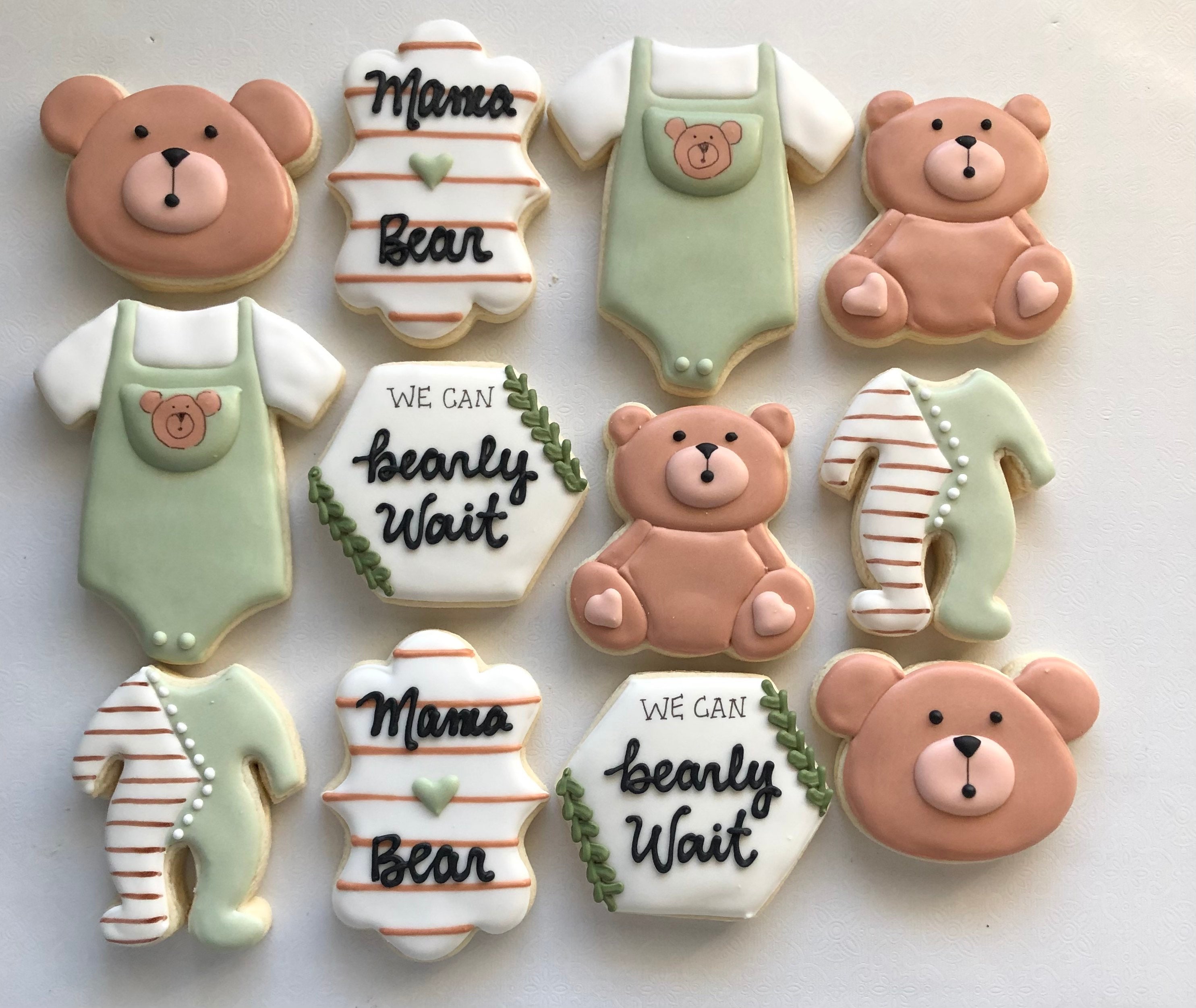 Teddy Bear Sugar Cookies Teddy Bear Baby Shower I Can Bearly Etsy UK