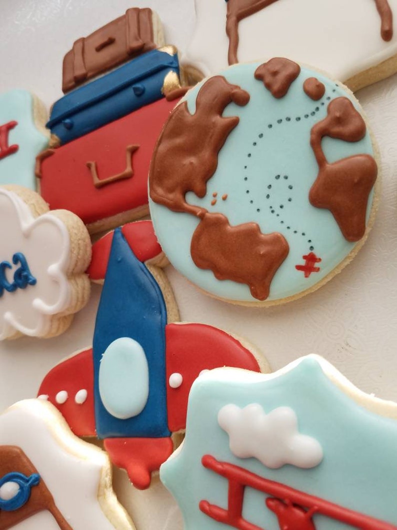 Airplane Themed Sugar Cookies Around the World Adventure Etsy Hong Kong