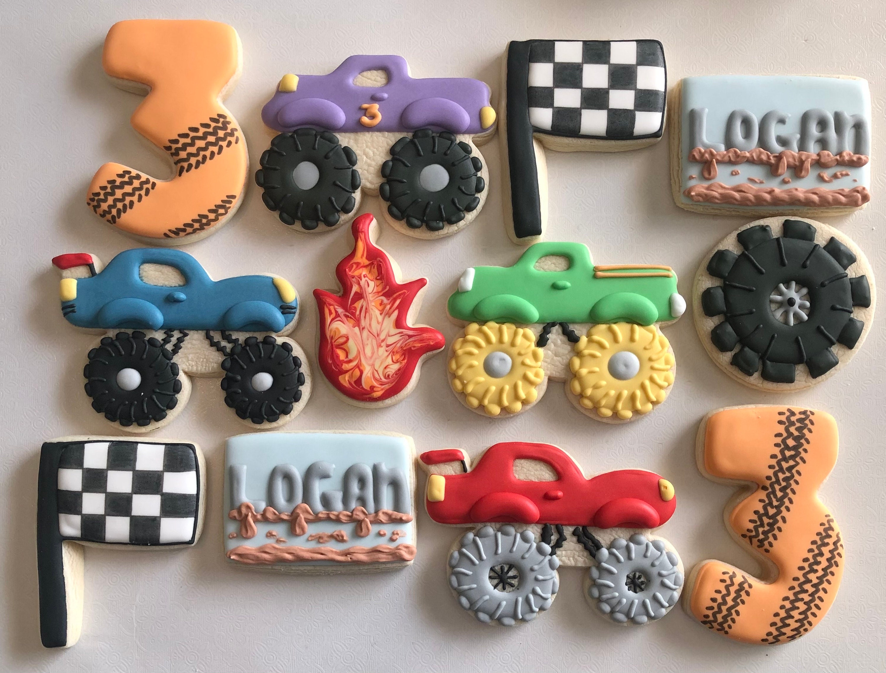 Monster Truck Sugar Cookies, birthday cookies