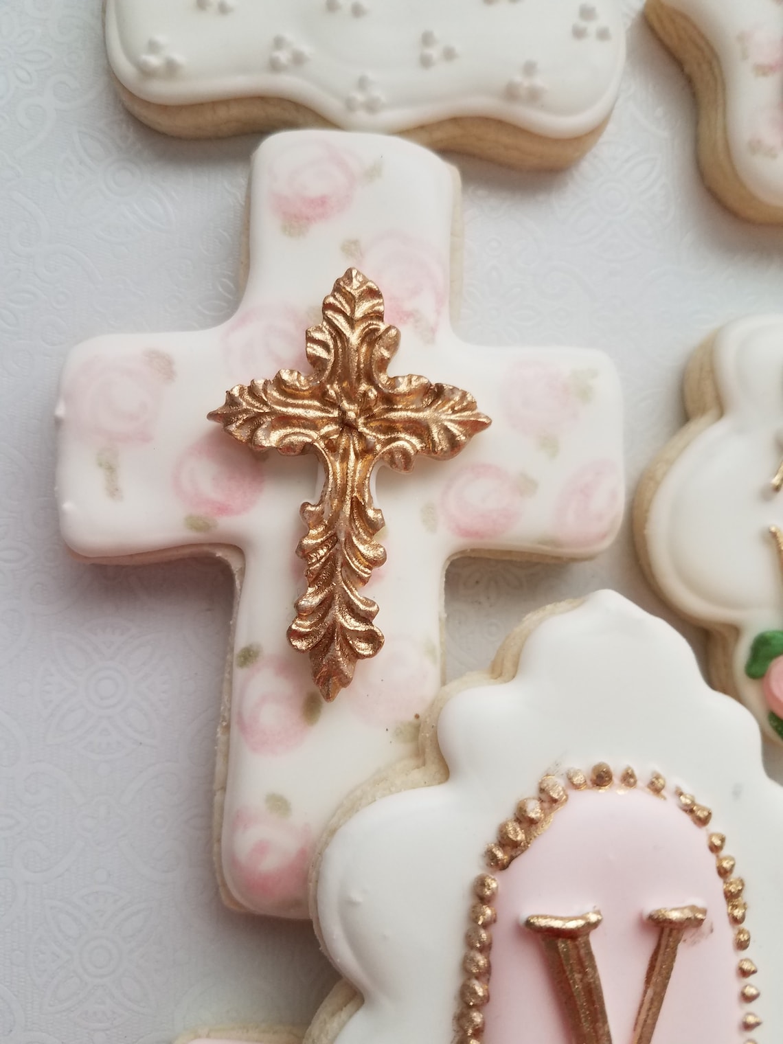 Christening Sugar Cookies Girl Communion Cookies Garden Etsy