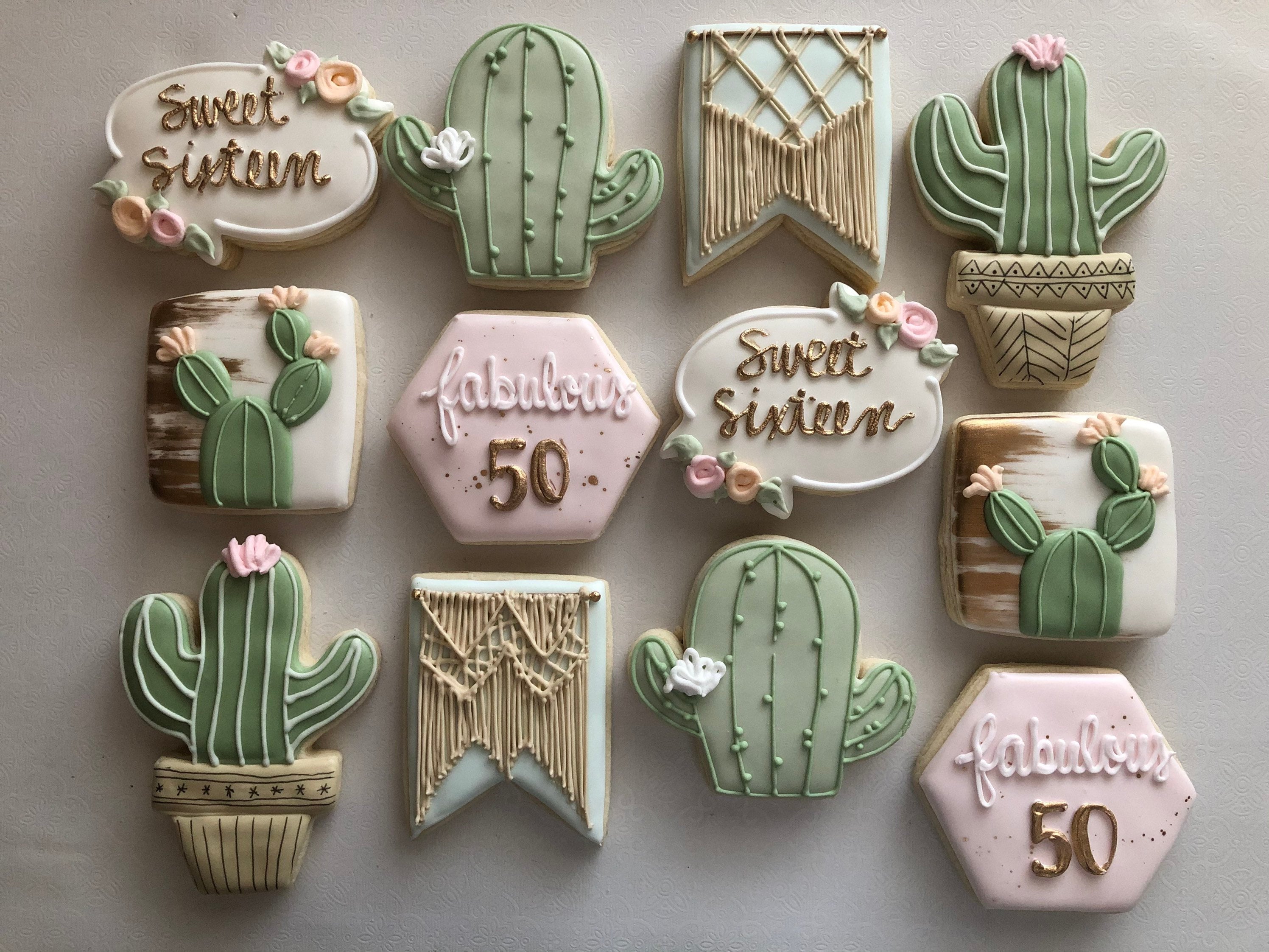 Cactus Sugar Cookies: Baby Shower Birthday Set (12 Cookies) - Etsy