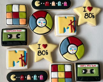 80s Themed Sugar Cookies: Retro Party Favors