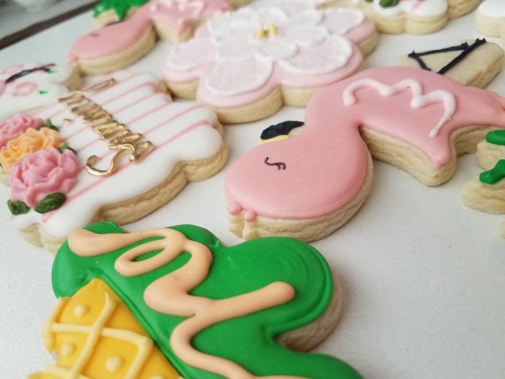 Flamingo First Birthday Tropical Sugar Cookies Flamingo 1st Etsy