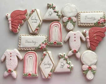 Baby in bloom sugar cookies, butterfly themed shower, rainbow, baby shower