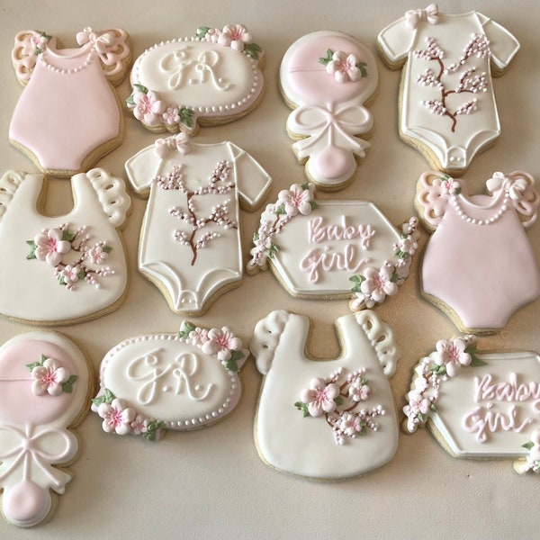 Cherry Blossom Baby Shower sugar cookies, Cherry Blossom cookies, Japanese themed cookies