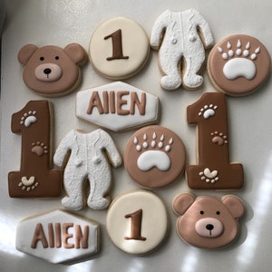 Teddy Bear Sugar Cookies, Teddy Bear Baby Shower, I can bearly wait sugar cookies