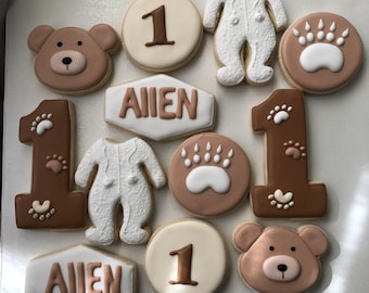 Teddy Bear Sugar Cookies, Teddy Bear Baby Shower, I can bearly wait sugar cookies