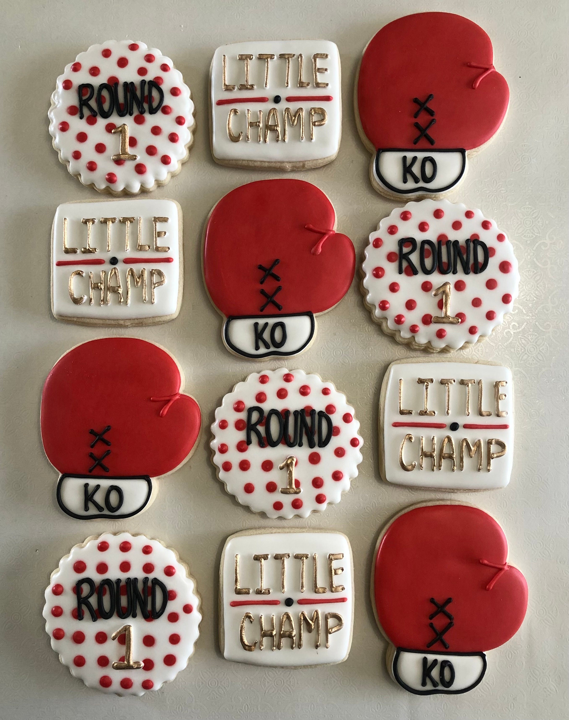 Boxing Themed Sugar Cookies, Little Champ Cookiies, Fight Night Cookies ...