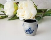 Miniature Stoneware Crock Dollhouse Decor or Toothpick Holder, Vintage Farmhouse Decor Rowe Pottery Works