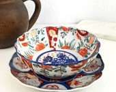 Japanese Imari Plate and Bowl, Unmarked Imari Circa 1900s, Japanese Porcelain Collectible Bowl and Plate Free Shipping