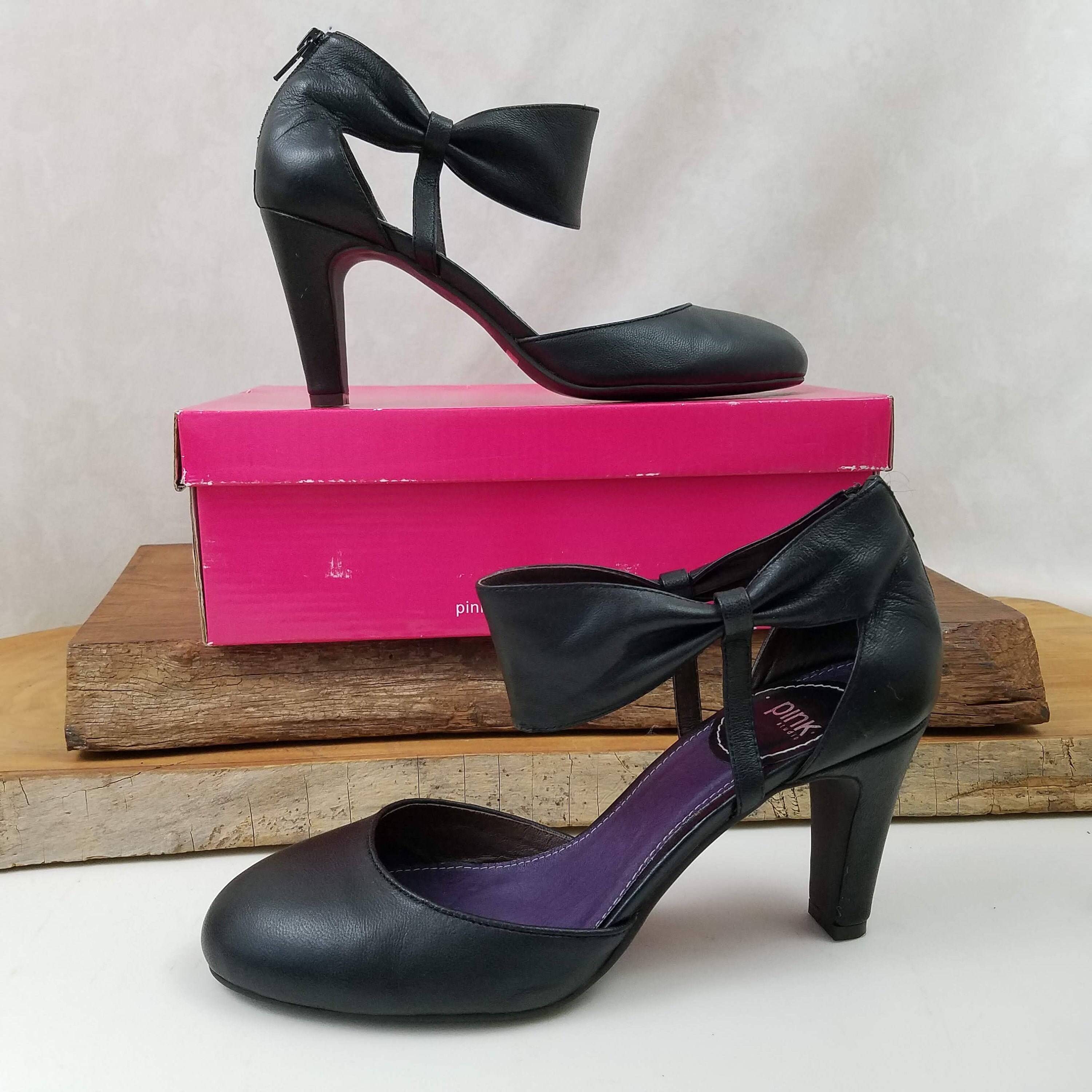 Women's Black Leather High Heels, Ankle Strap High Heel Shoes, Zipper