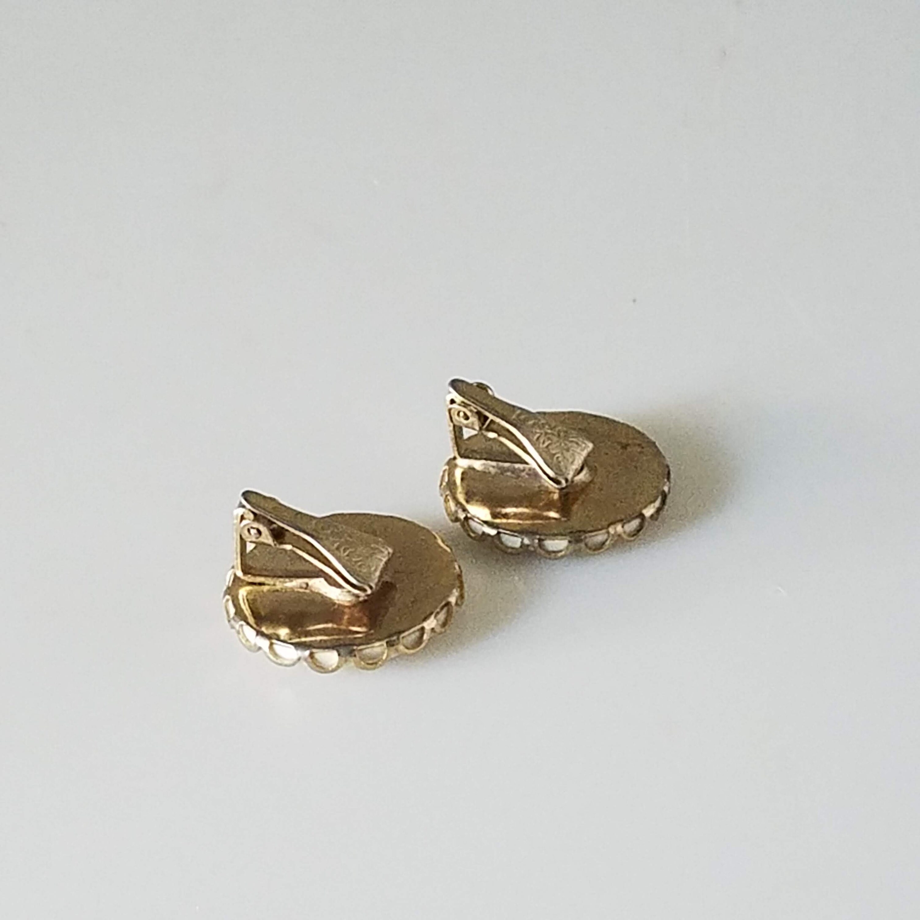 Vintage Clip On Earrings, Victorian Style Courting Couple Porcelain