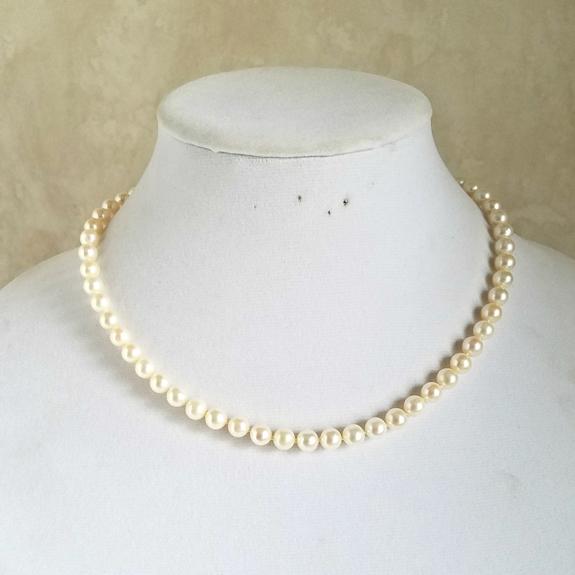 Pearl Necklace Real Cultured Pearl Necklace With 14kt Gold Clasp