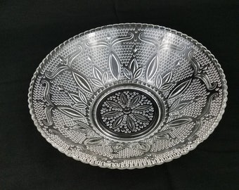 Vintage Hobnail Pressed Glass Bowl, Flower Design, Farmhouse Decor