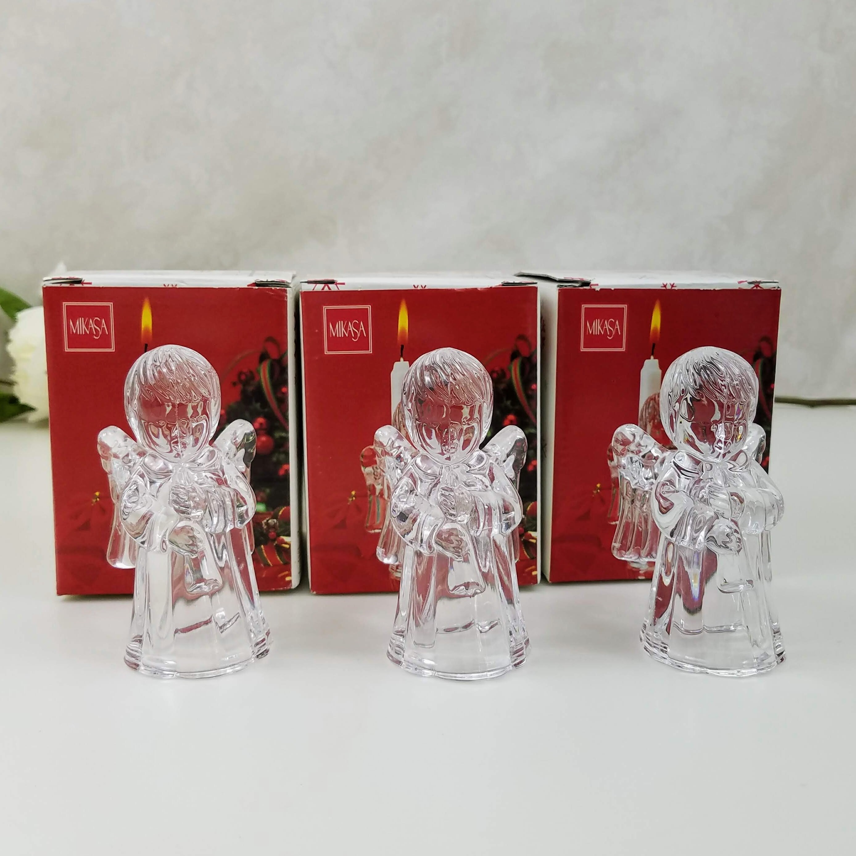 Mikasa Sweet Angel Candle Holder, Vintage Mikasa Glass Angel Candle