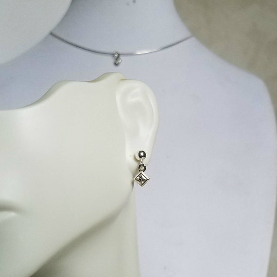 Minimalist Earrings Sterling Silver and Cubic Zirconia, Minimalist Studs, Silver Post Earrings Dangle Cubic Zirconia, Petite Earrings