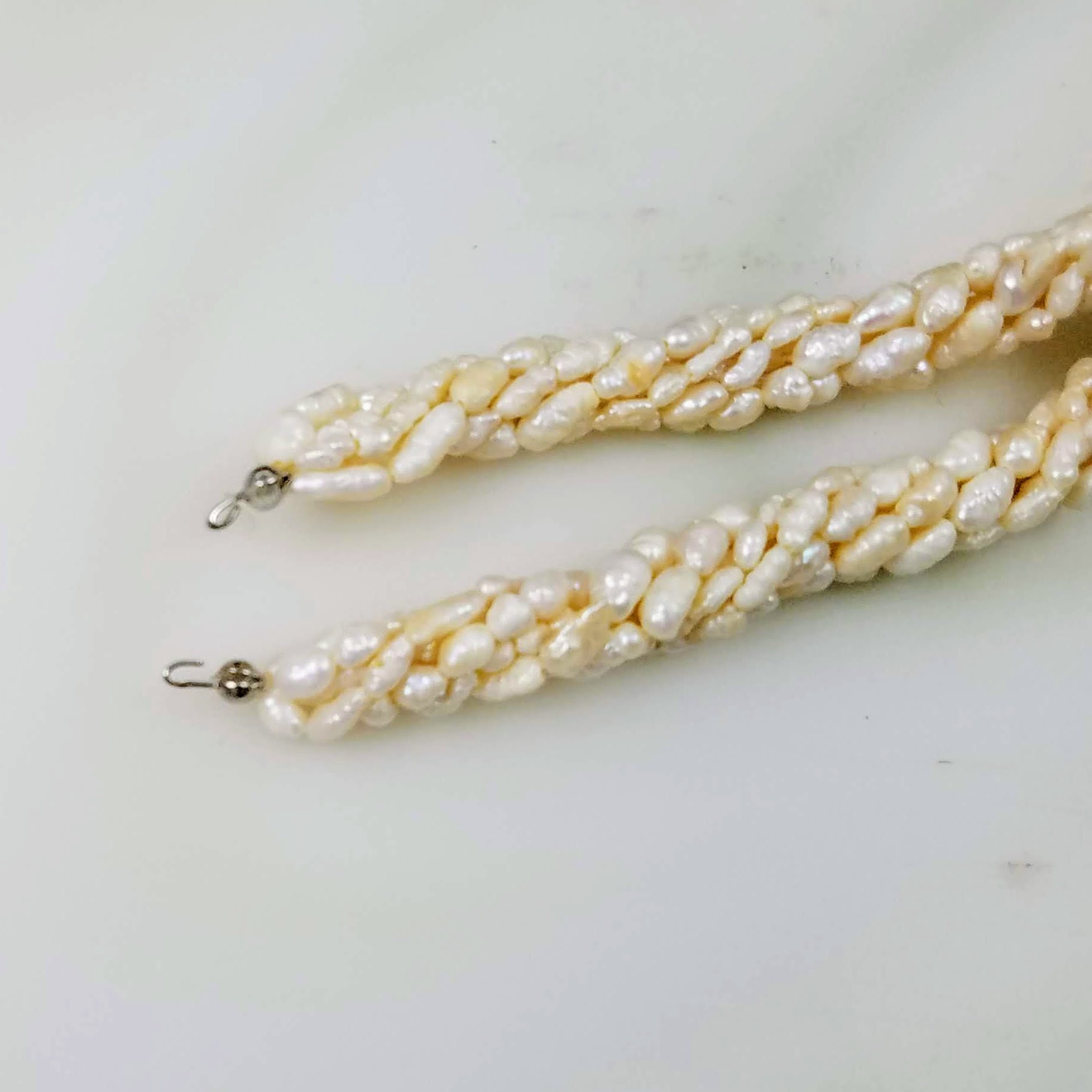 Vintage Freshwater Rice Pearls for Necklace, 6 Strands Twisted