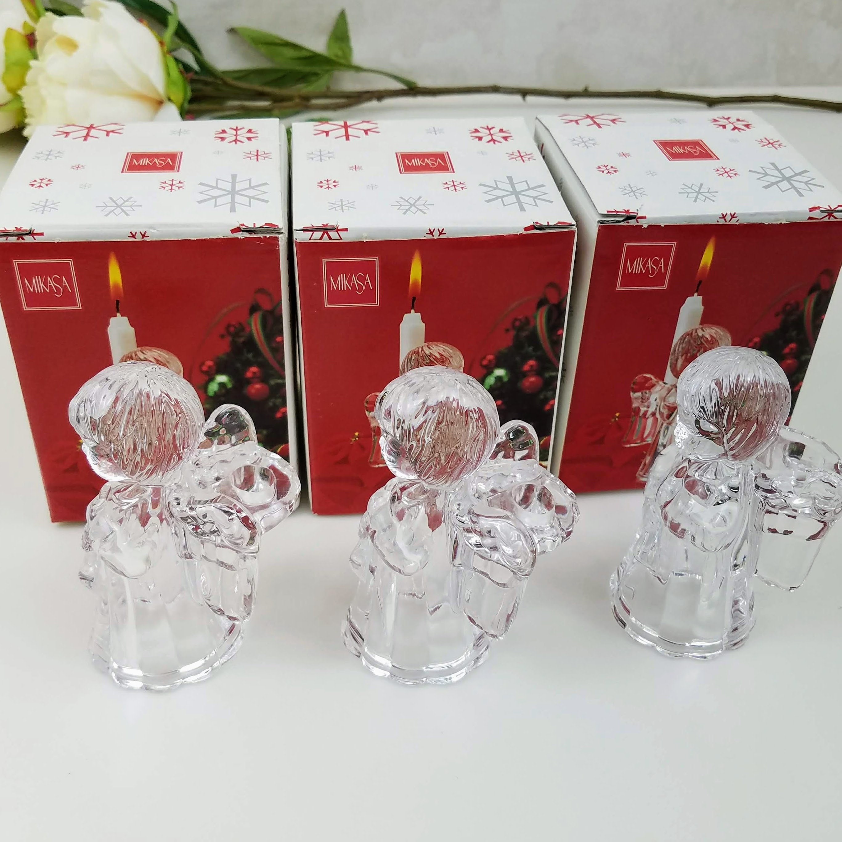 Mikasa Sweet Angel Candle Holder, Vintage Mikasa Glass Angel Candle