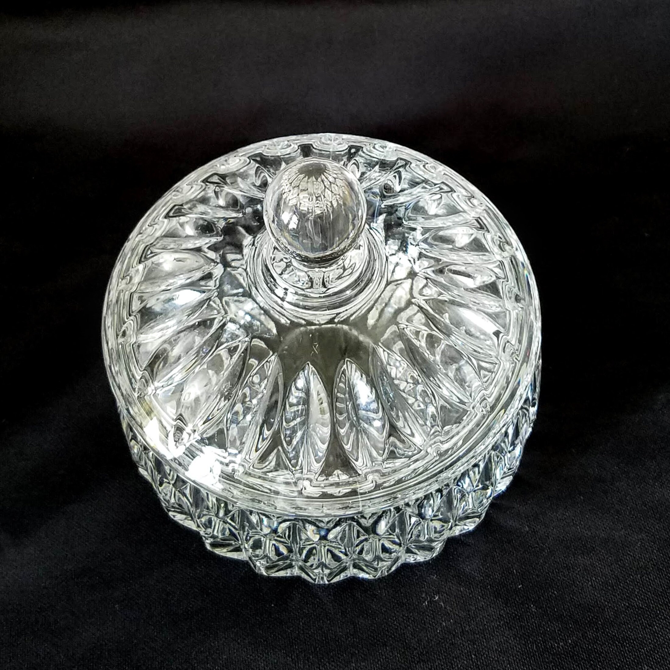 Crystal Covered Candy Dish, Sunflower Pattern Crystal Covered Bowl