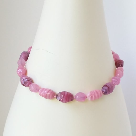 Pink Agate Necklace, Vintage Pink Stone Necklace Boho Chic Necklace, Vintage Wedding, Gift for Her