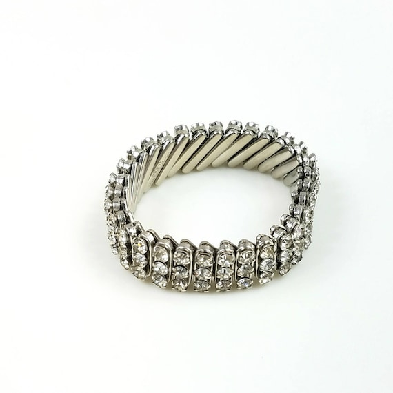 Rhinestone Bracelet, Clear Rhinestone Expandable … - image 3