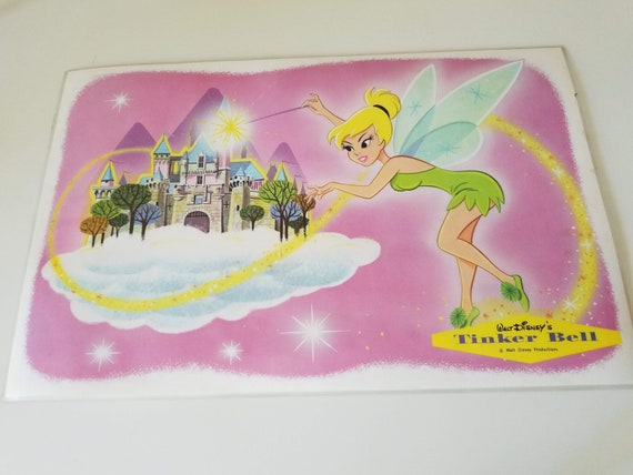 Vintage Disney Placemat Poster, Tinkerbell Placemat 1960s Promotional Walt Disney Productions