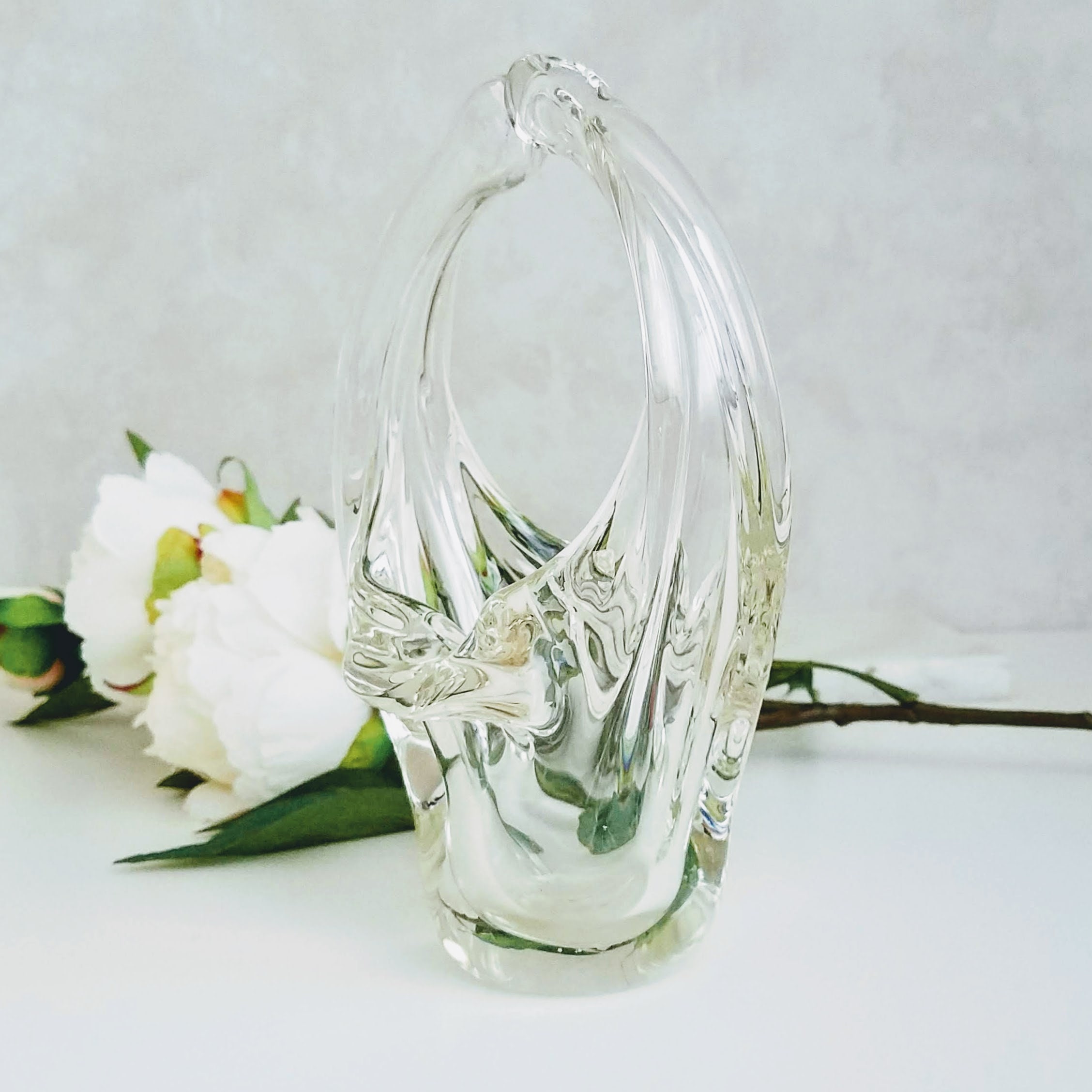 Vintage Murano Glass Basket Clear Glass Collectible Vintage Etsy