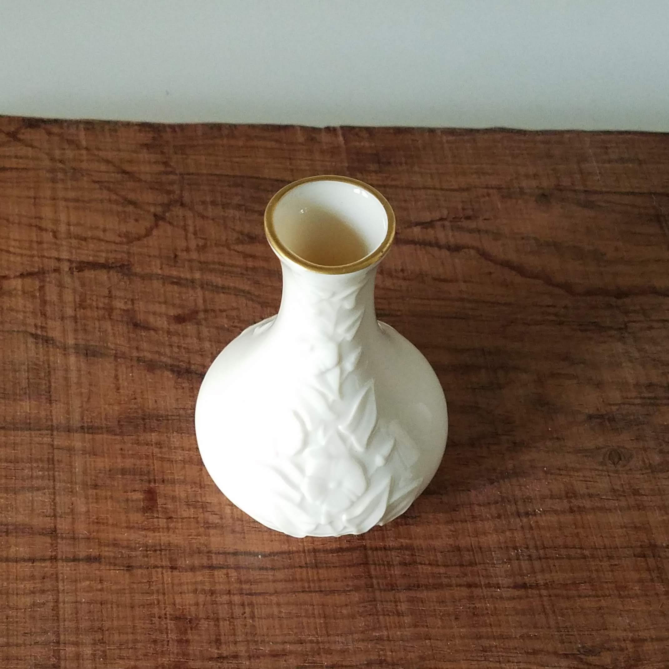 Vintage Lenox Small Bud Vase, Ivory Porcelain with Gold Rim, Romantic Gift