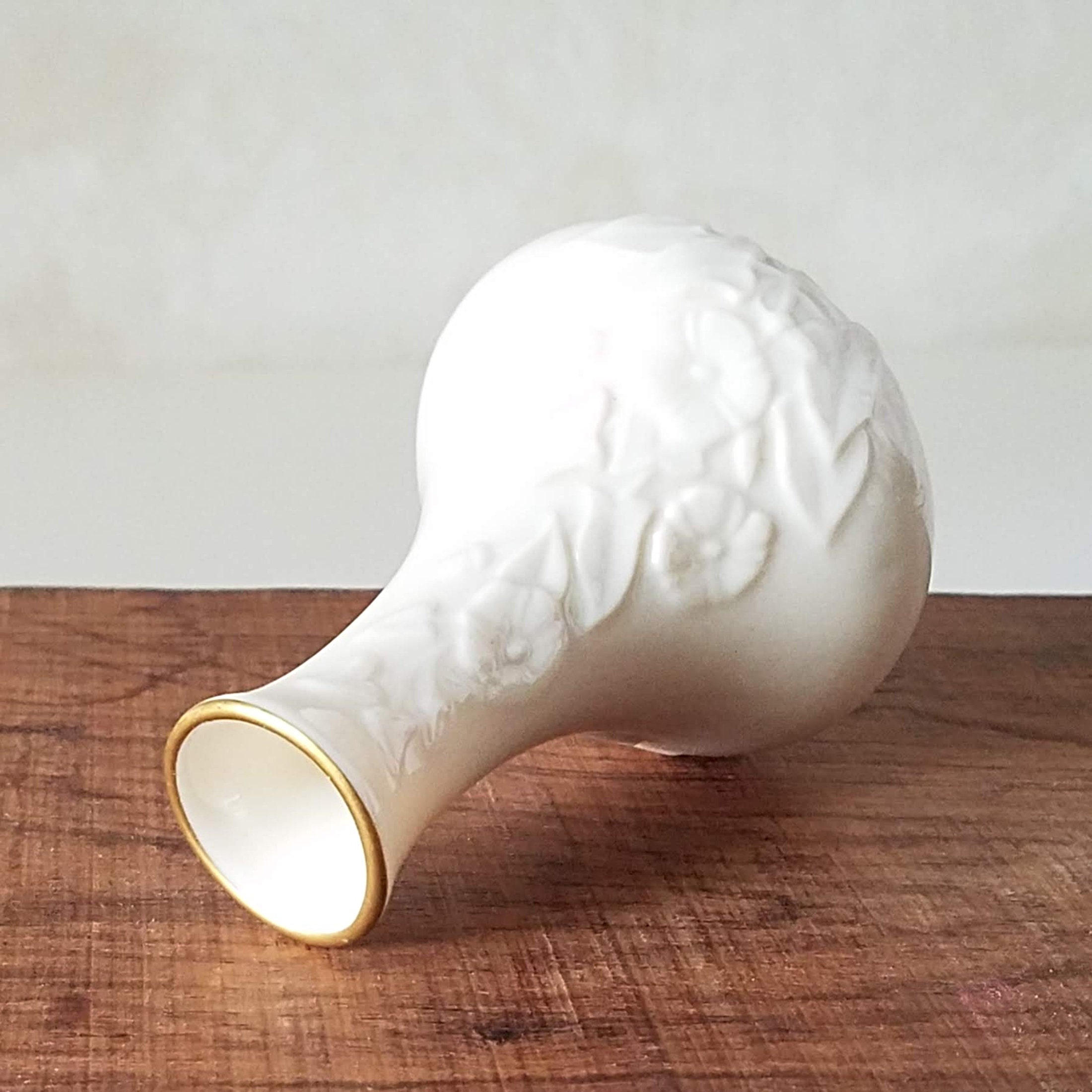 Vintage Lenox Small Bud Vase, Ivory Porcelain with Gold Rim, Romantic Gift