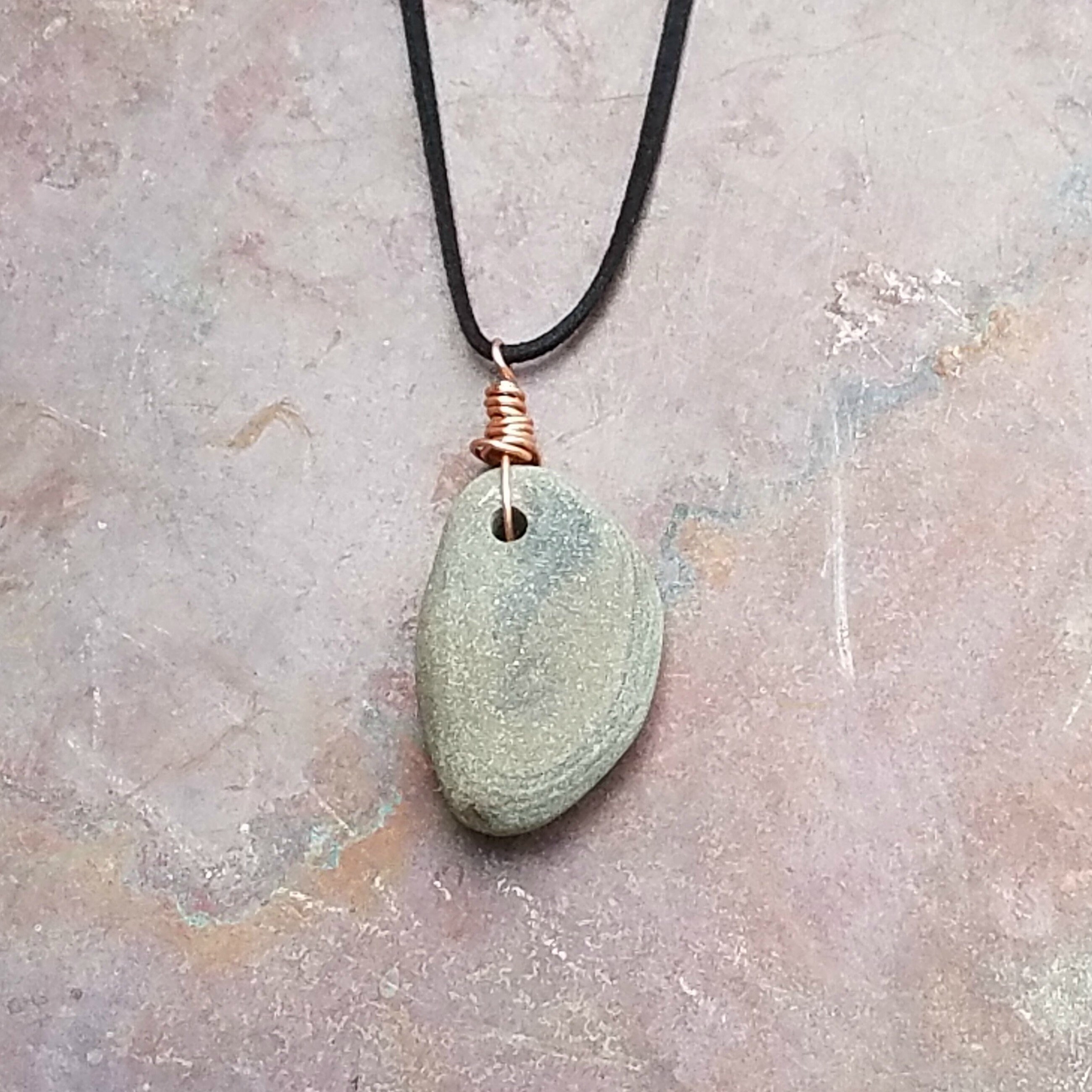 Rock Necklace, Stone Pendant, River Rock Jewelry, River Stone Necklace