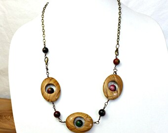 Convertible Picture Jasper Necklace Bracelet, Bohemian Artisan Jewelry