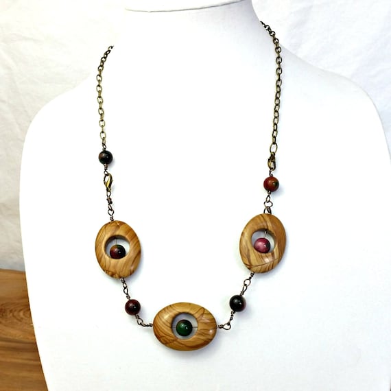 Convertible Picture Jasper Necklace Bracelet, Bohemian Artisan Jewelry