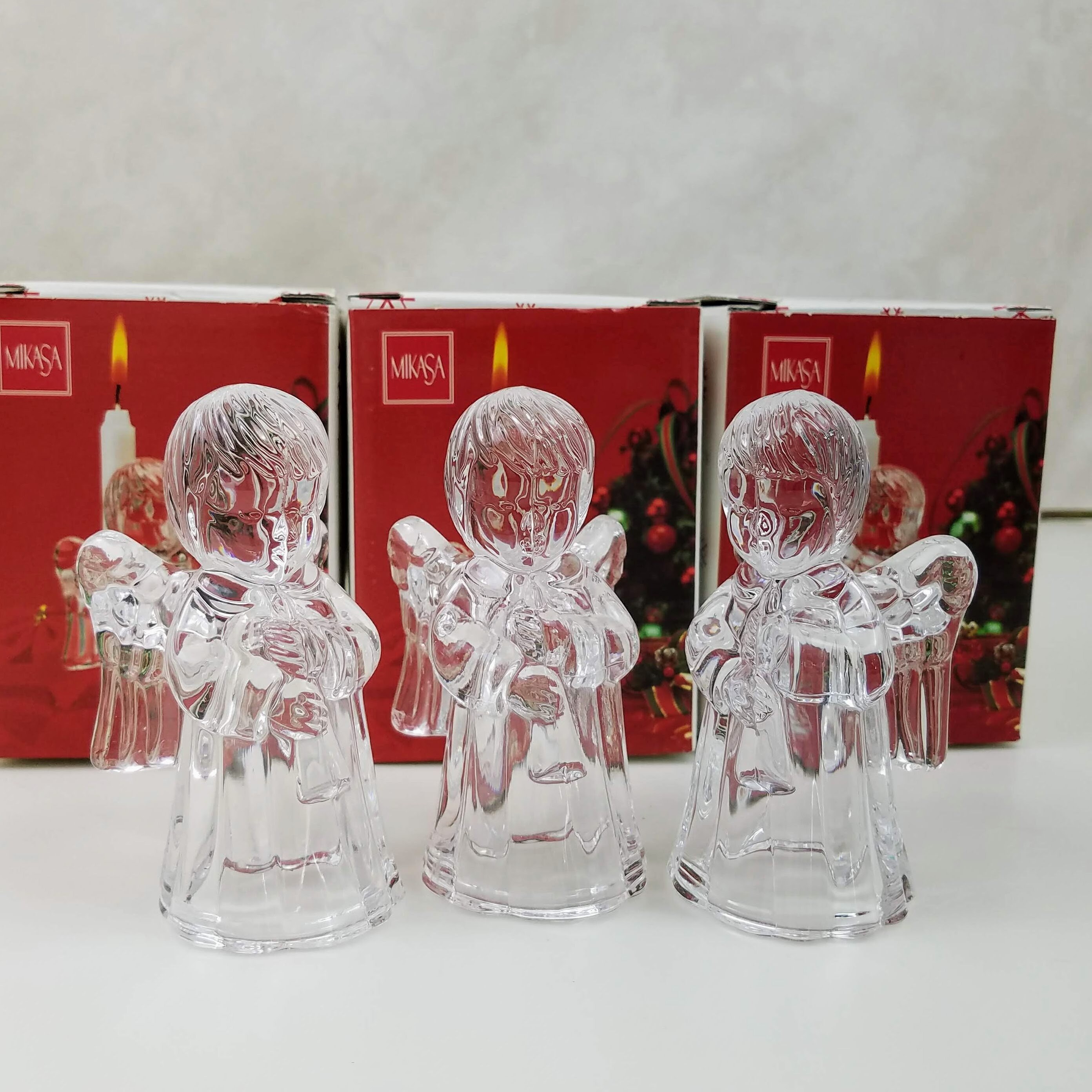 Mikasa Sweet Angel Candle Holder, Vintage Mikasa Glass Angel Candle