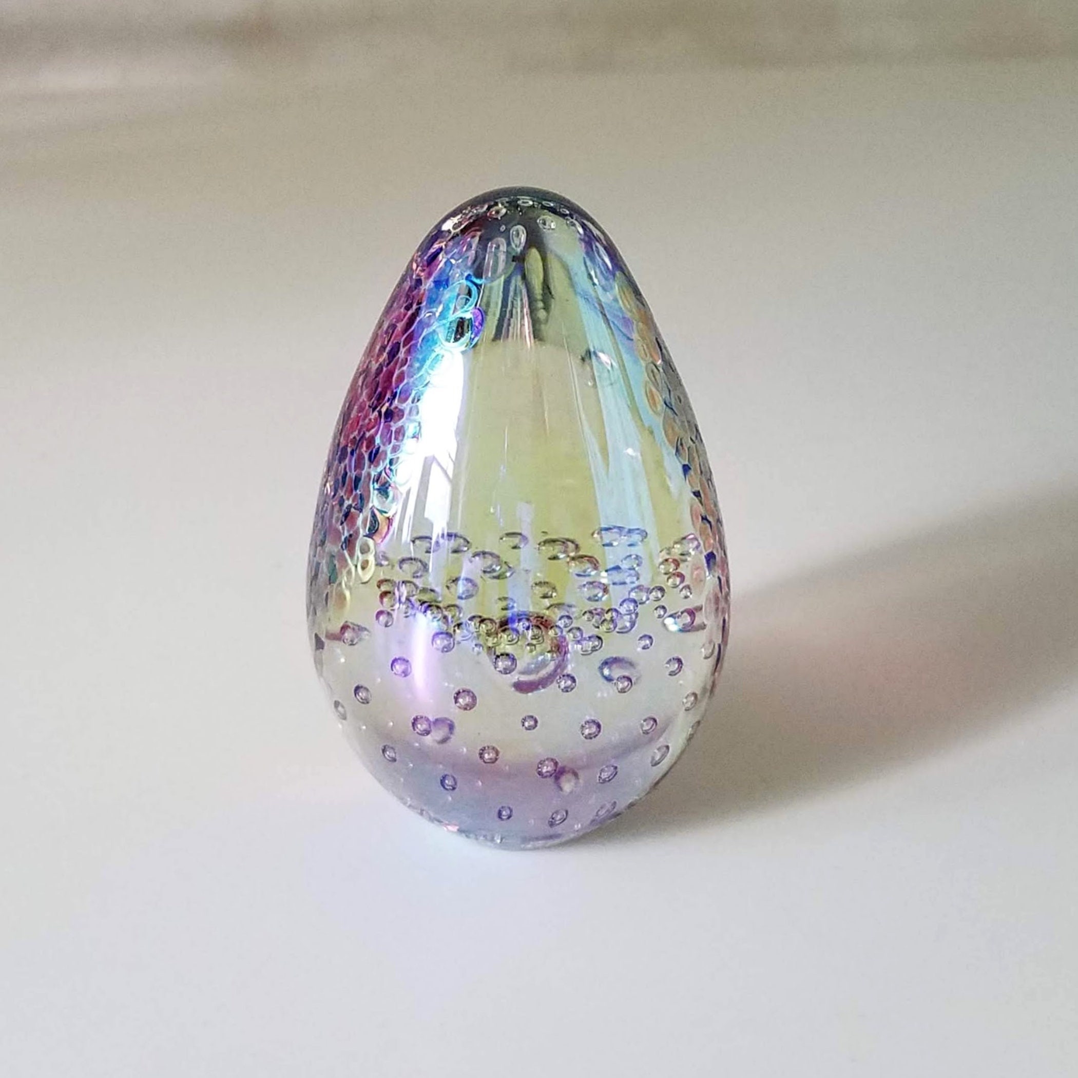 Glass Eye Studio GES93 Dichroic Art Glass Paperweight, Egg Shaped