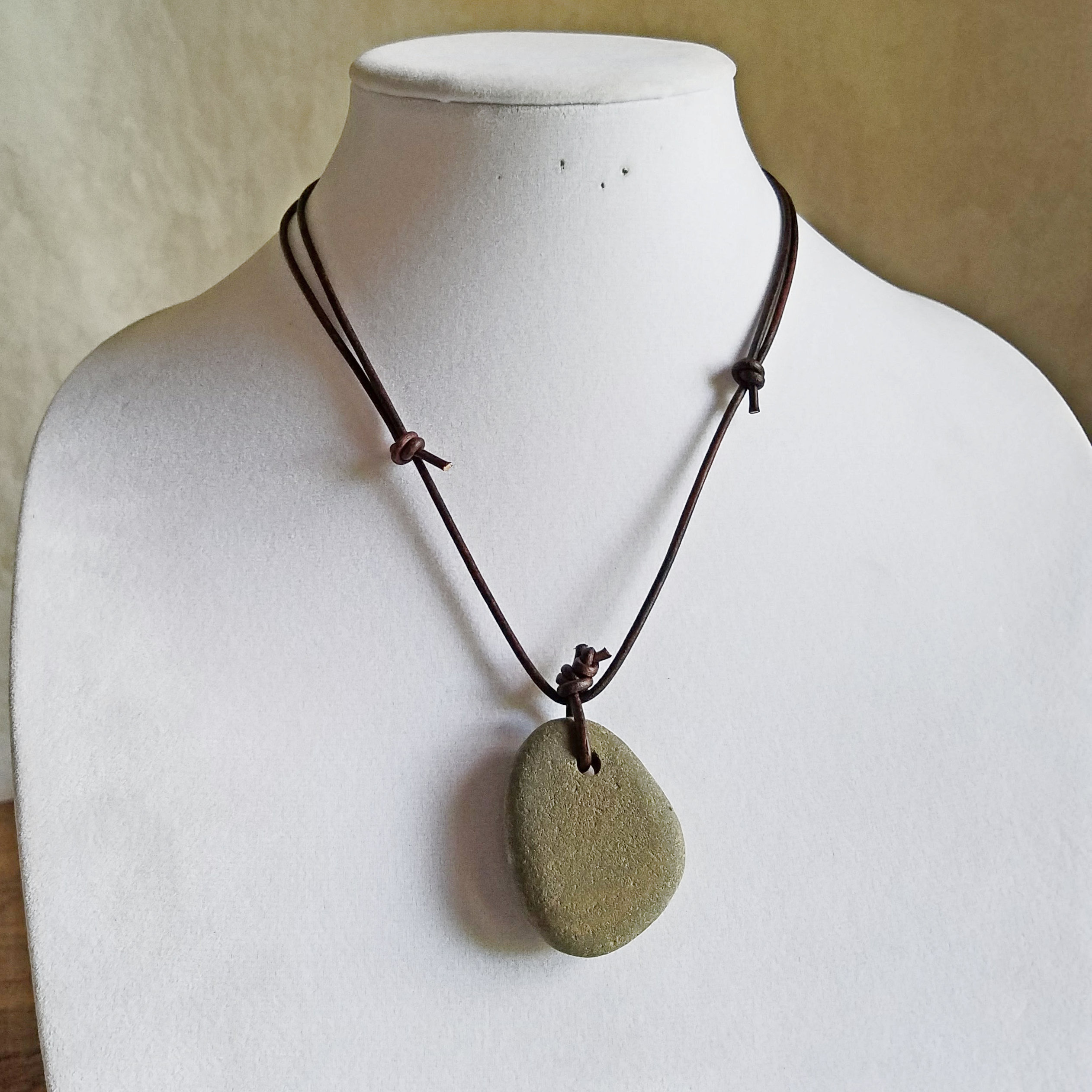 River Rock Necklace, Hypoallergenic River Rock Pendant, Natural River
