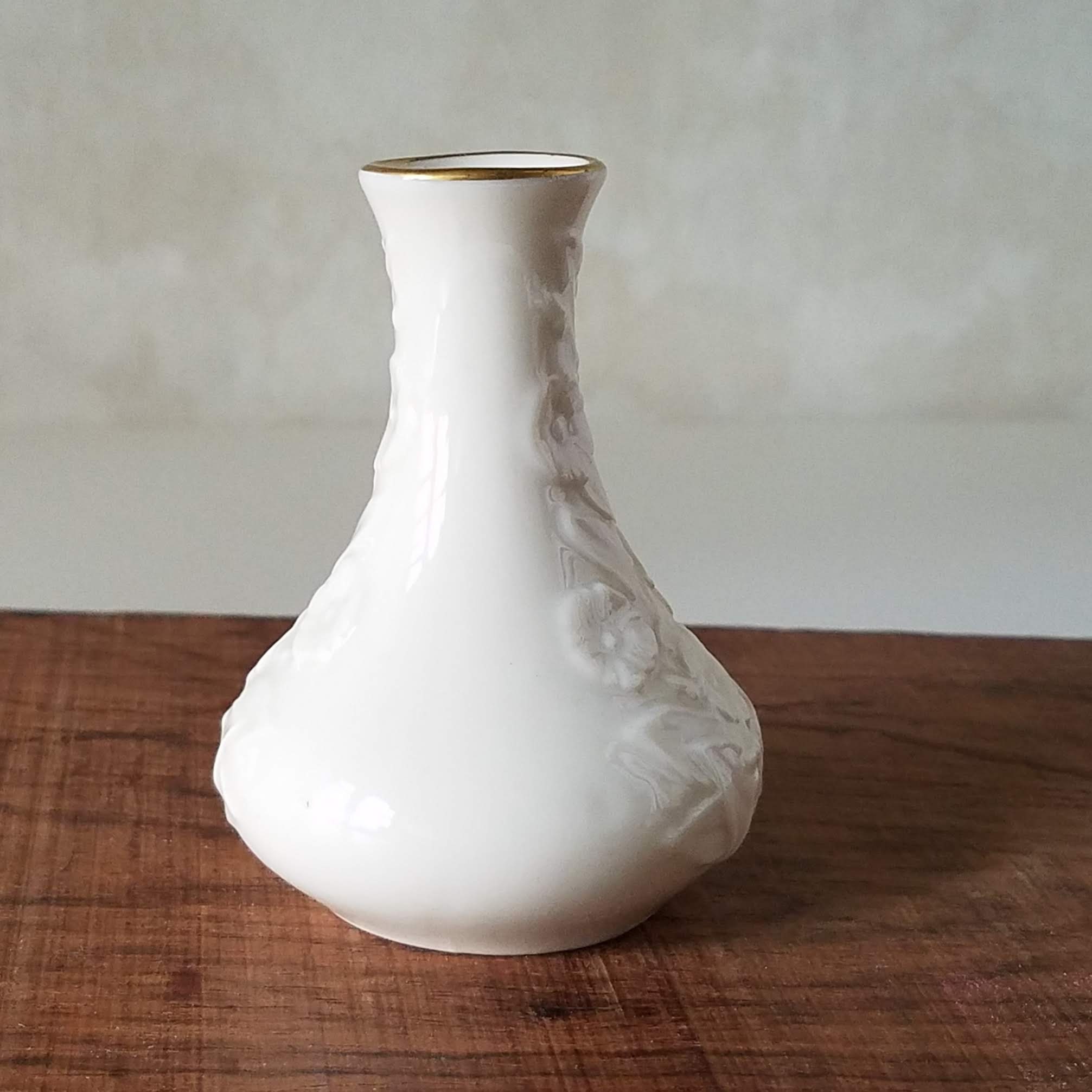Vintage Lenox Small Bud Vase, Ivory Porcelain with Gold Rim, Romantic Gift