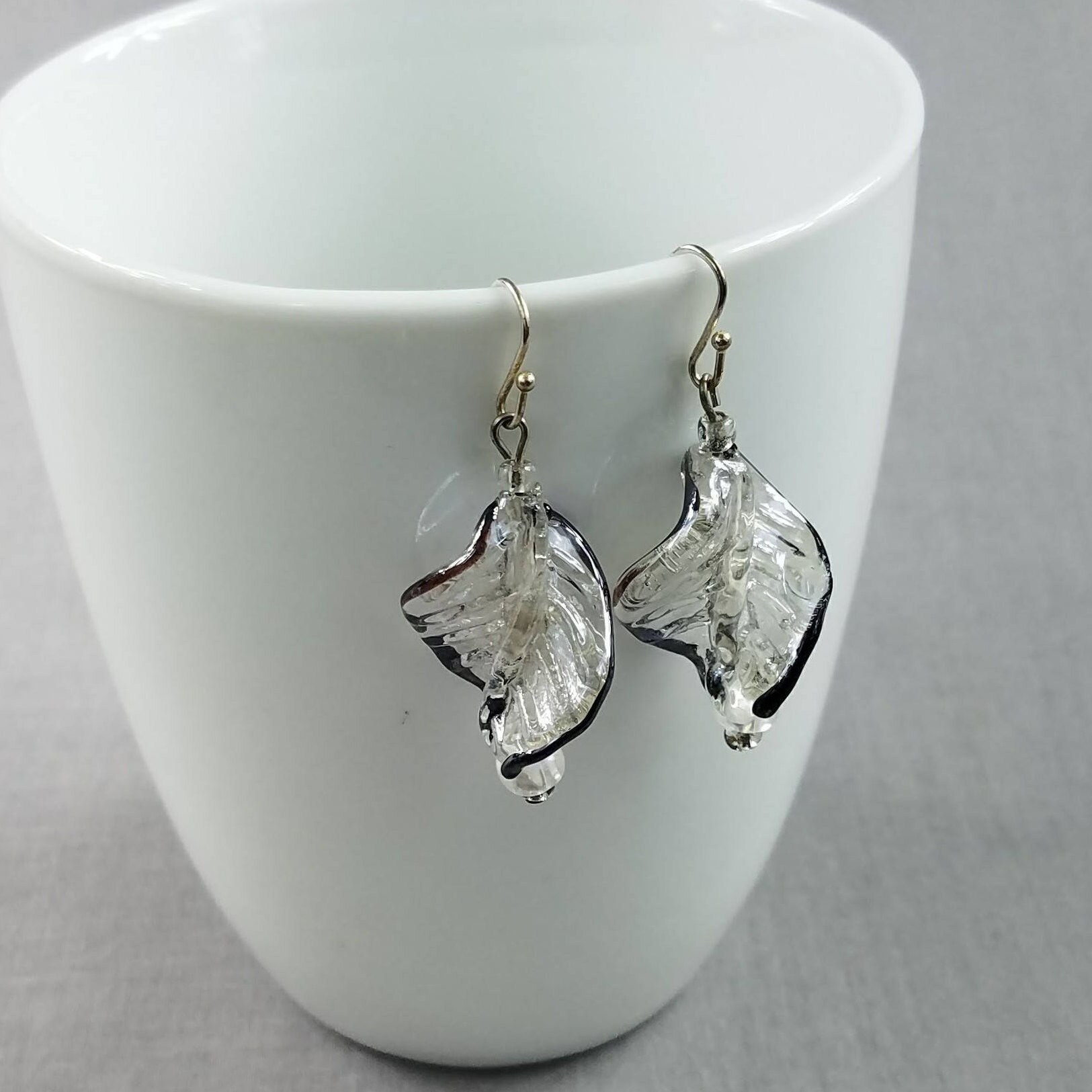 Glass Earrings, Black and White Earrings, Boho Drop Earrings, Dangling