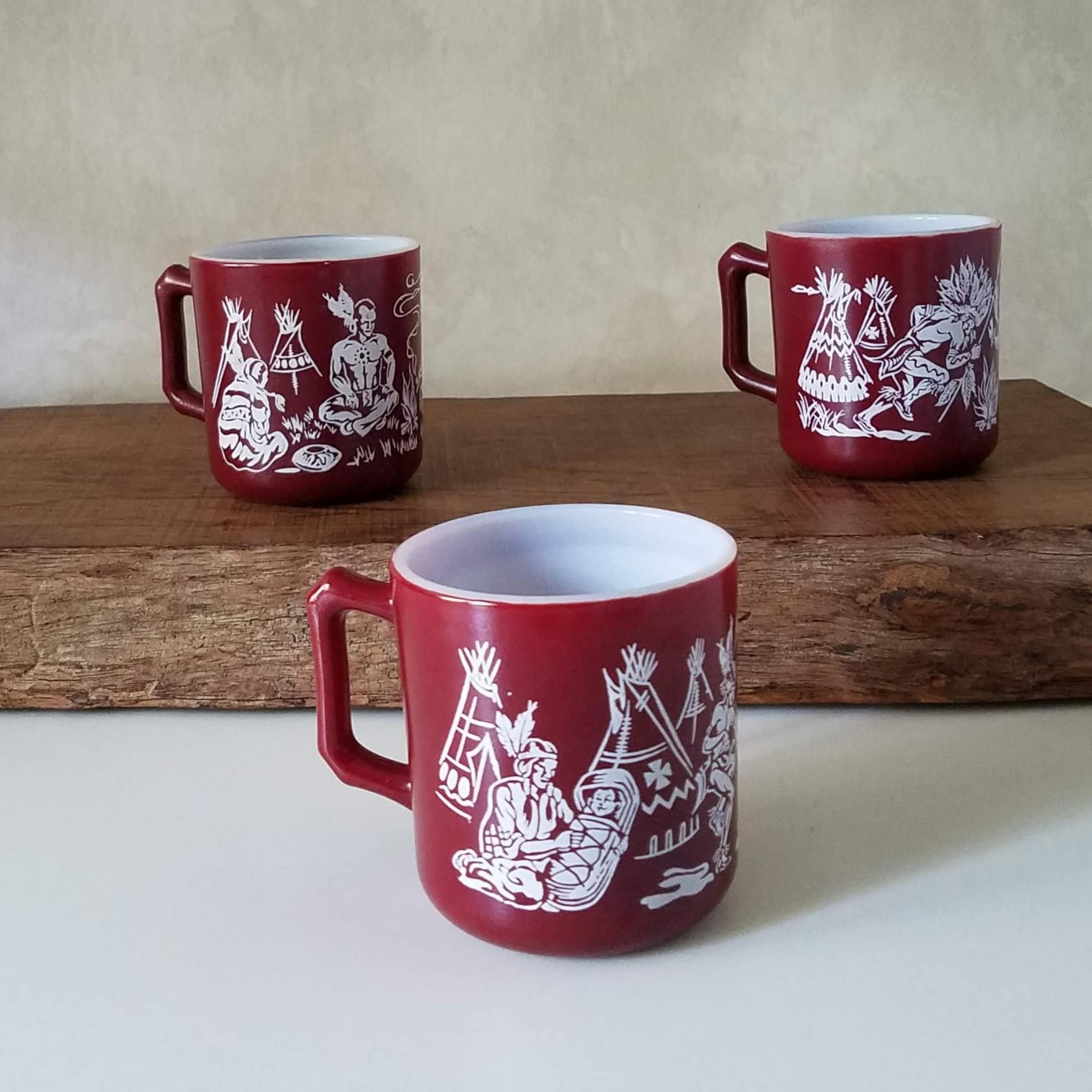 Hazel Atlas Kids Milk Glass Mugs, Set of 3 Collectible Childrens Mugs