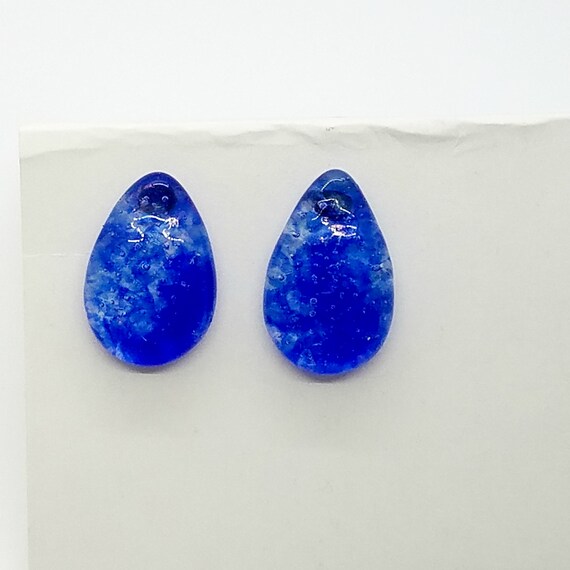 Blue Earrings, Handmade Blue Fused Glass Earrings on Hypoallergenic Stainless Steel Posts