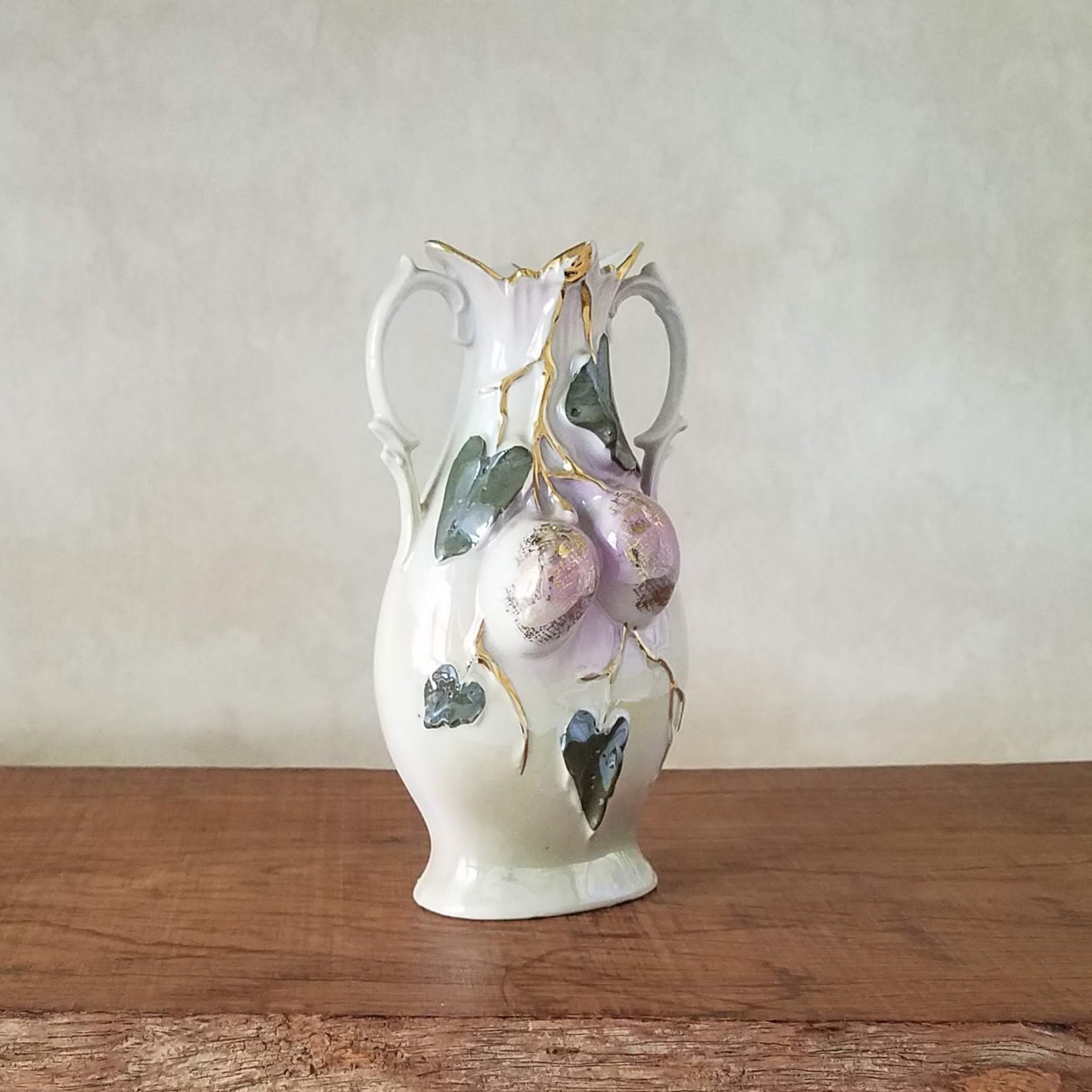 Porcelain Small Vase, Vintage Fine Porcelain Two Handled Bud Vase with