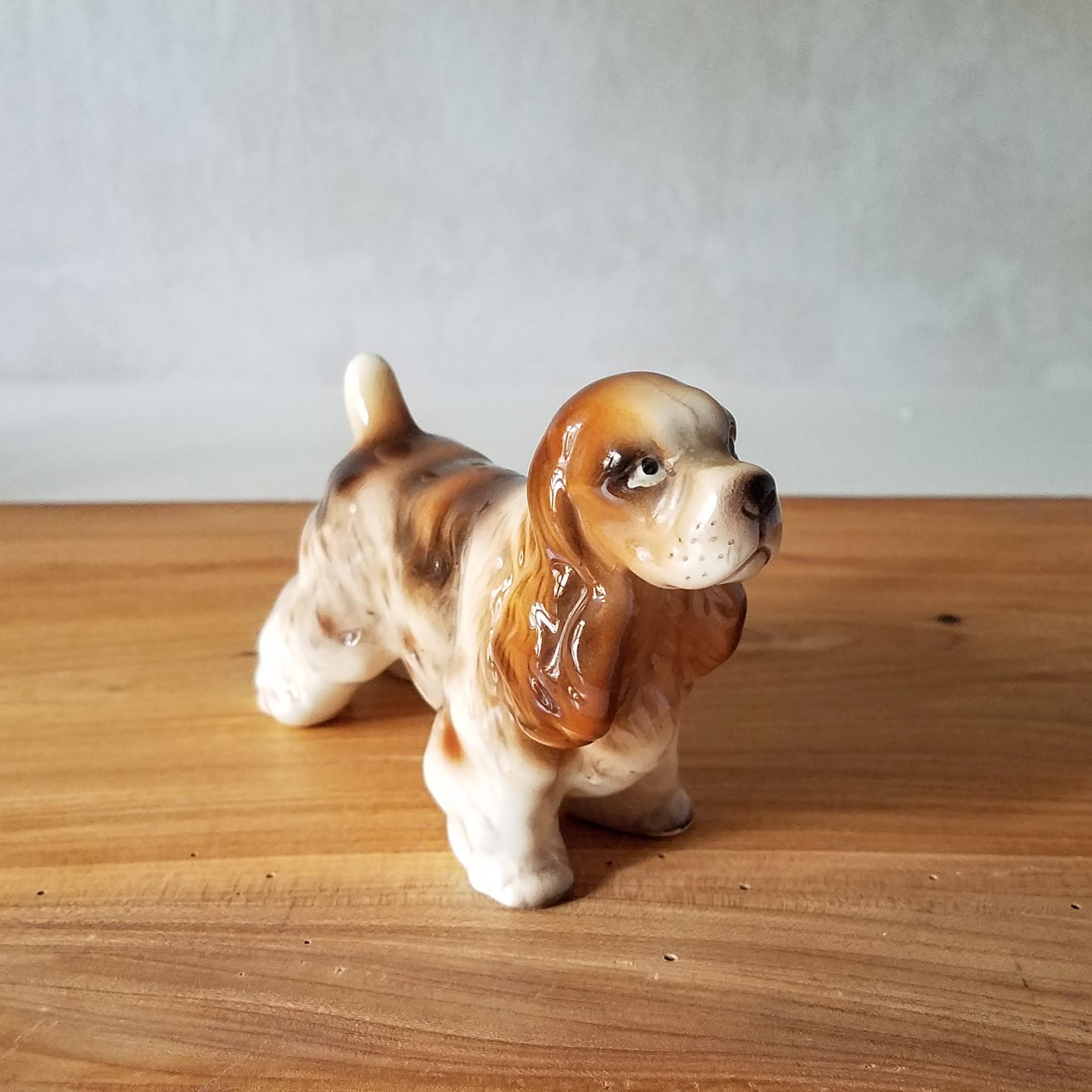 Porcelain Dog Figurine, Brown and White Welsh Springer Spaniel Figurine